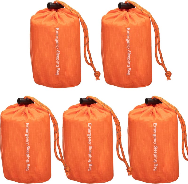 NOVAMEDIC Emergency Sleeping Bag 5 Pack – 84"x36" Thermal Mylar Survival Bivy Sack – Waterproof, Lightweight & Compact Emergency Blanket for Camping, Hiking, Outdoor Survival & Travel - Image 1